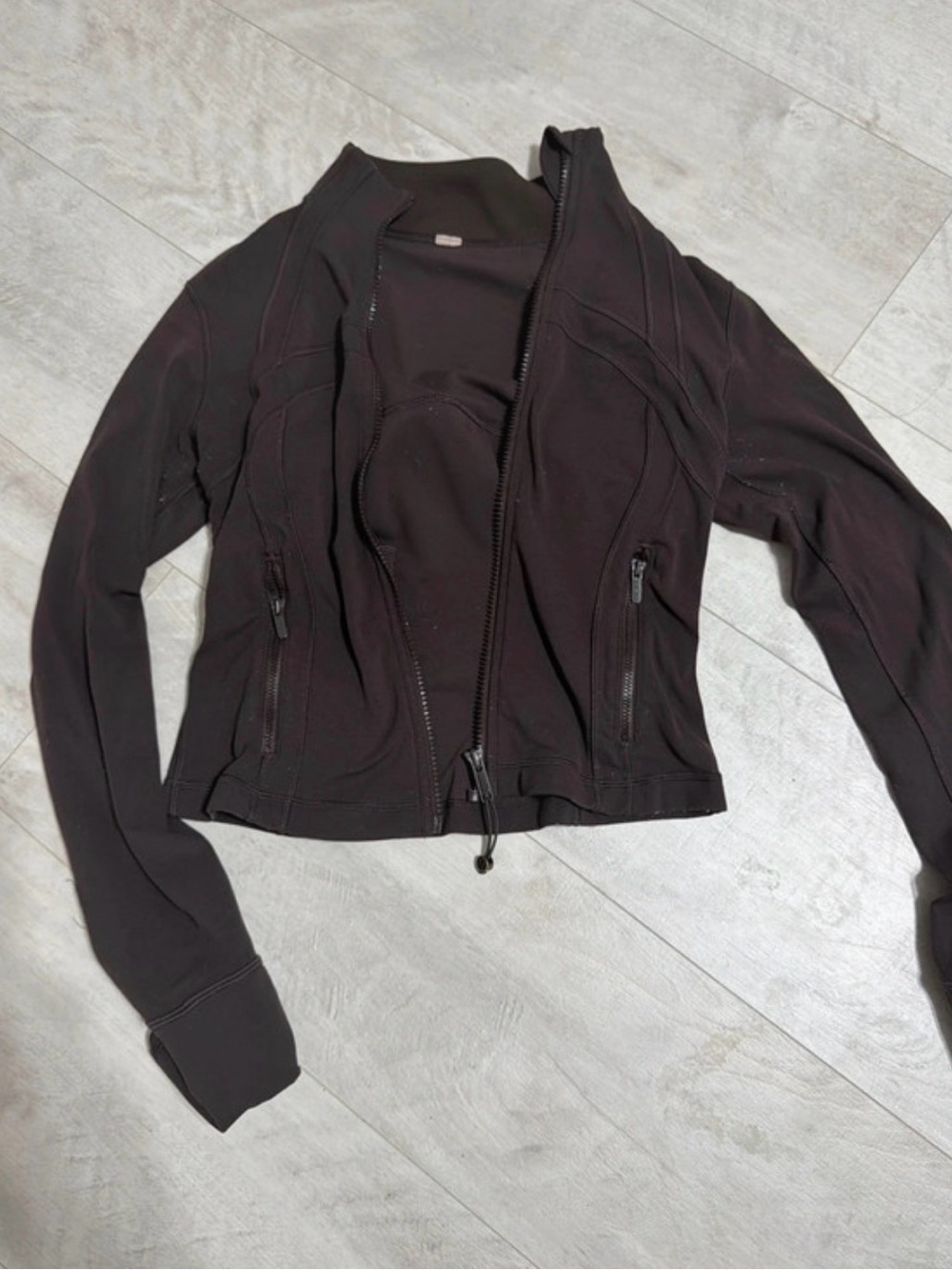 lululemon athletica dark brown zip front fitted blazer-style jacket